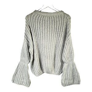 Moon & Madison Knit Sweater Grey & Metallic Silver Cardigan Size M